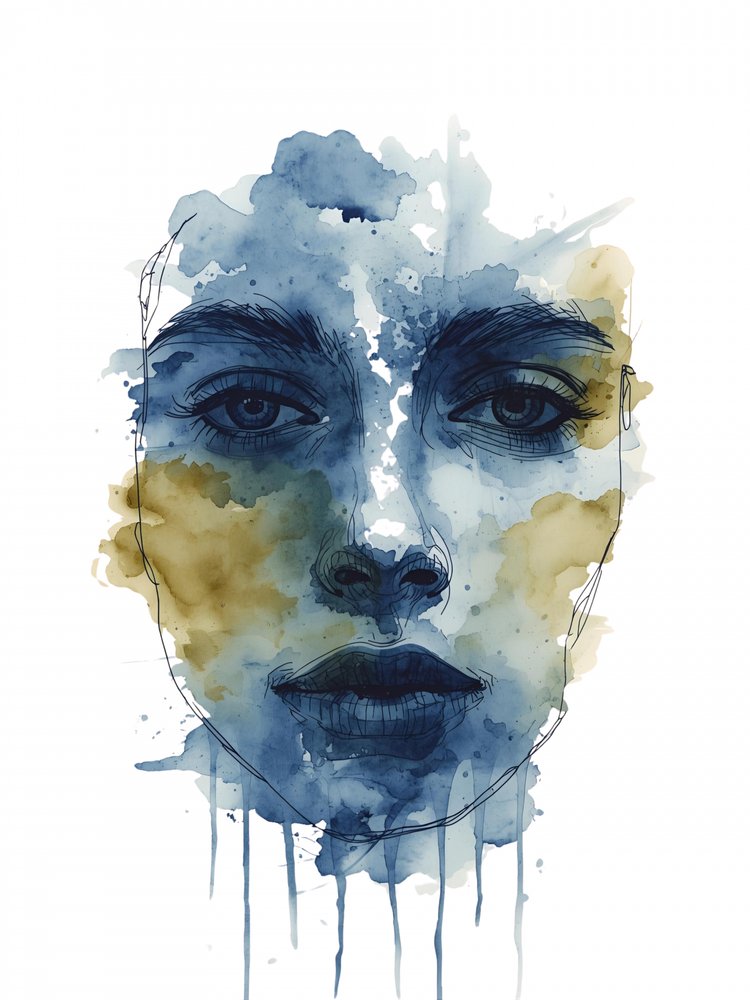 Blue Watercolor Gaze by Ohkimiko