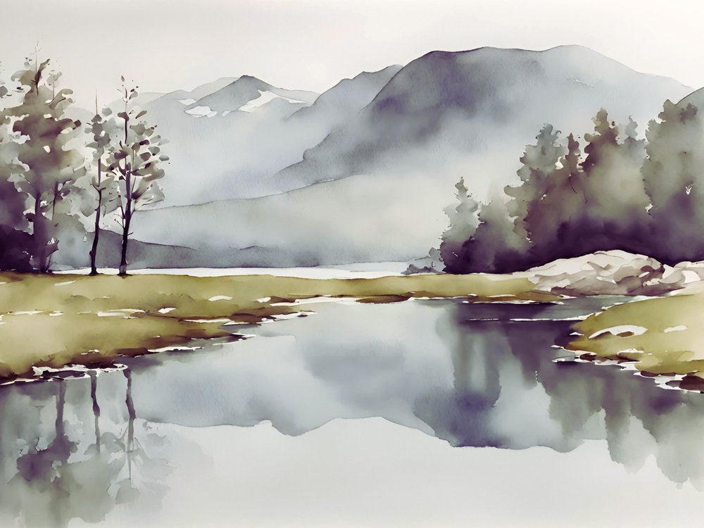Tranquil Mountain Lake by Ohkimiko
