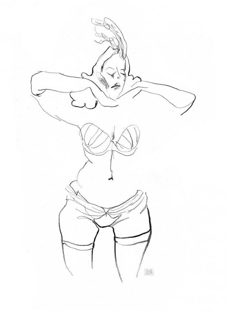 Sensual Lingerie Drawing by Olga Skomorokhova