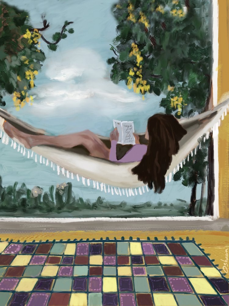 Peaceful Outdoor Reading by Osheensgallery