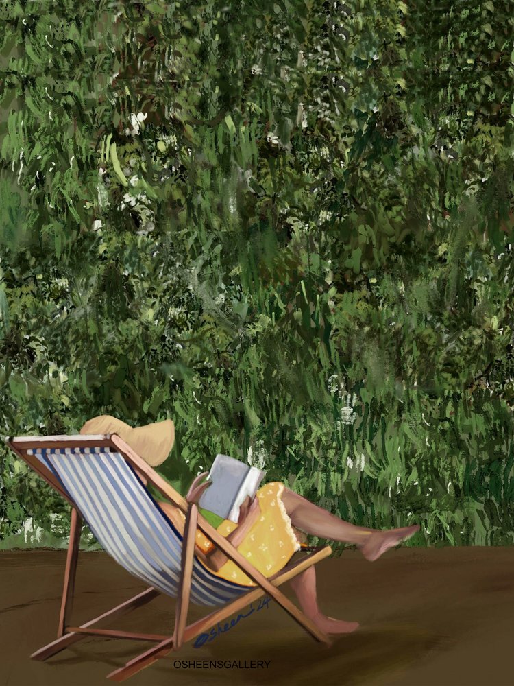 Reading in the Garden by Osheensgallery
