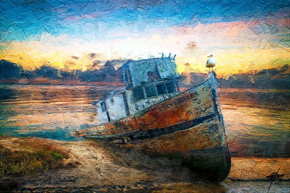 Rustic Boat Sunset by Osvaldo Russo