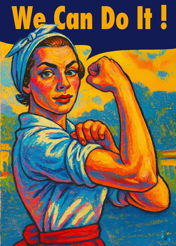 Strong Woman Power Pose by Osvaldo Russo: Fine art print