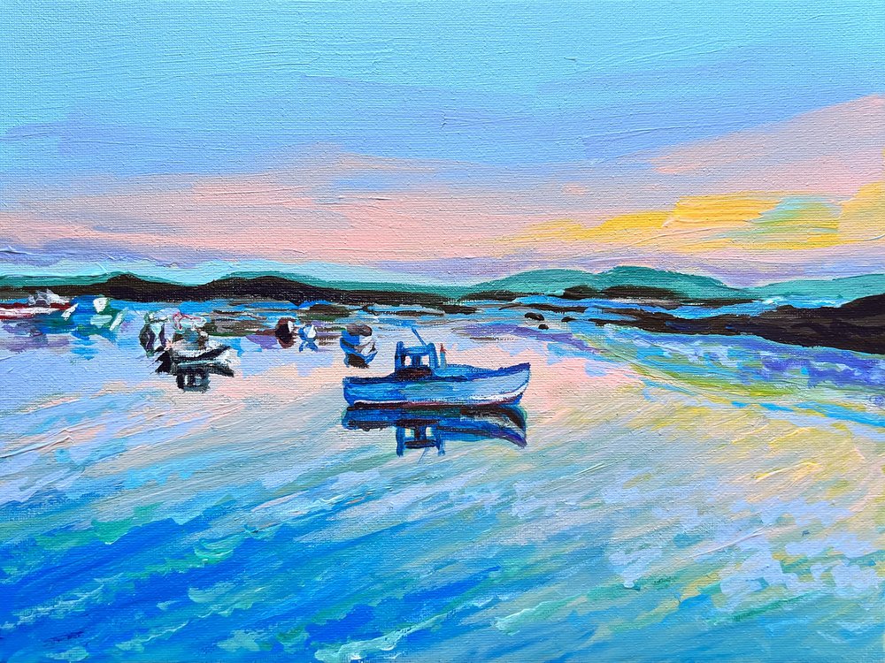 Colorful Boats Calm Water by Pauline Wegman | Key and Sea Creative