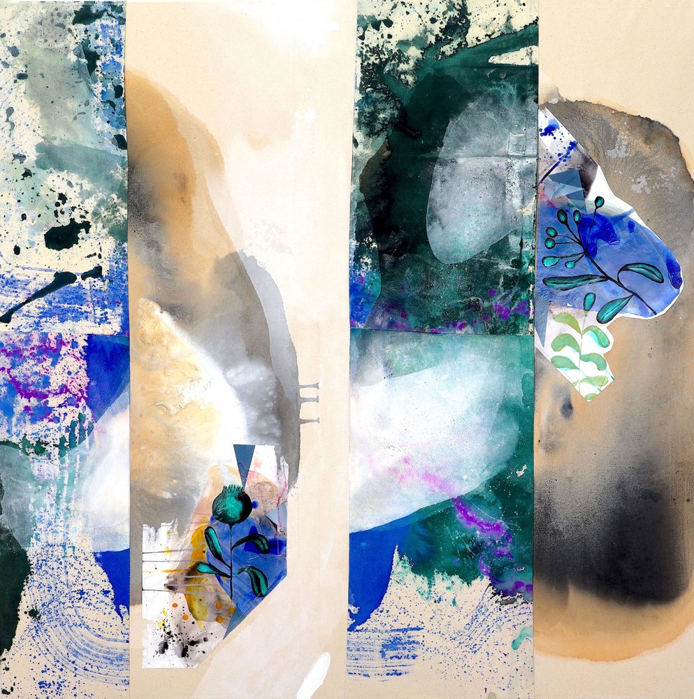 Abstract Blue Green Layers by Poonam Choudhary