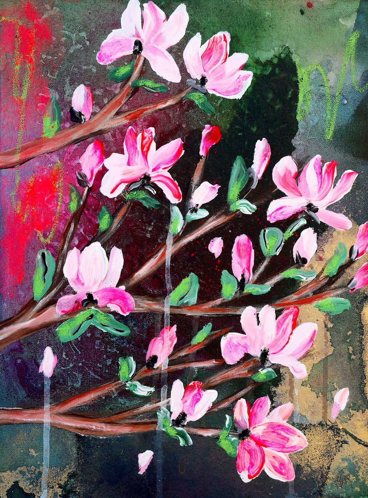 Abstract Pink Blossoms by Poonam Choudhary