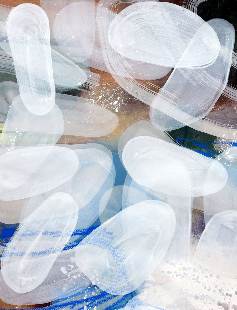 Floating Blue Shapes by Poonam Choudhary