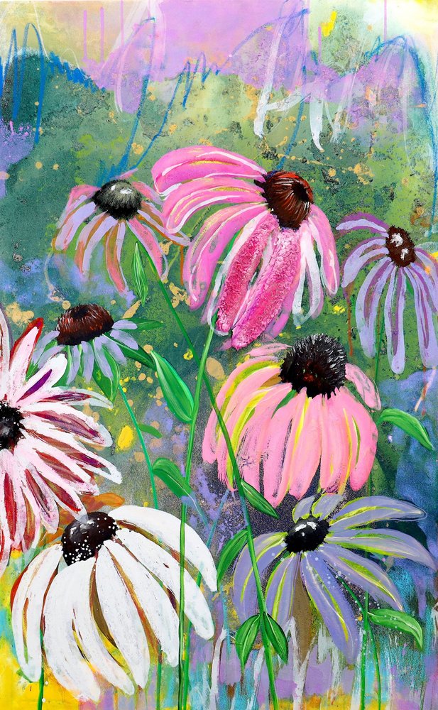 Vibrant Coneflower Garden by Poonam Choudhary
