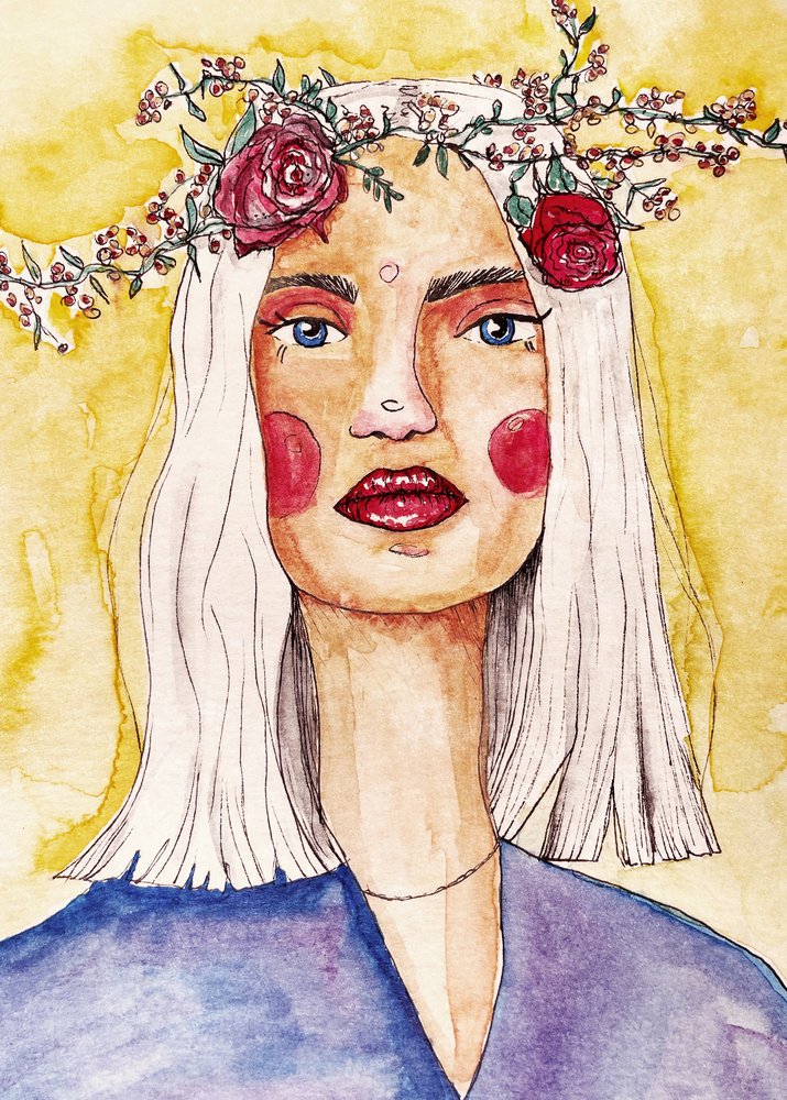Lady with Flower Wreath by Raissa Oltmanns