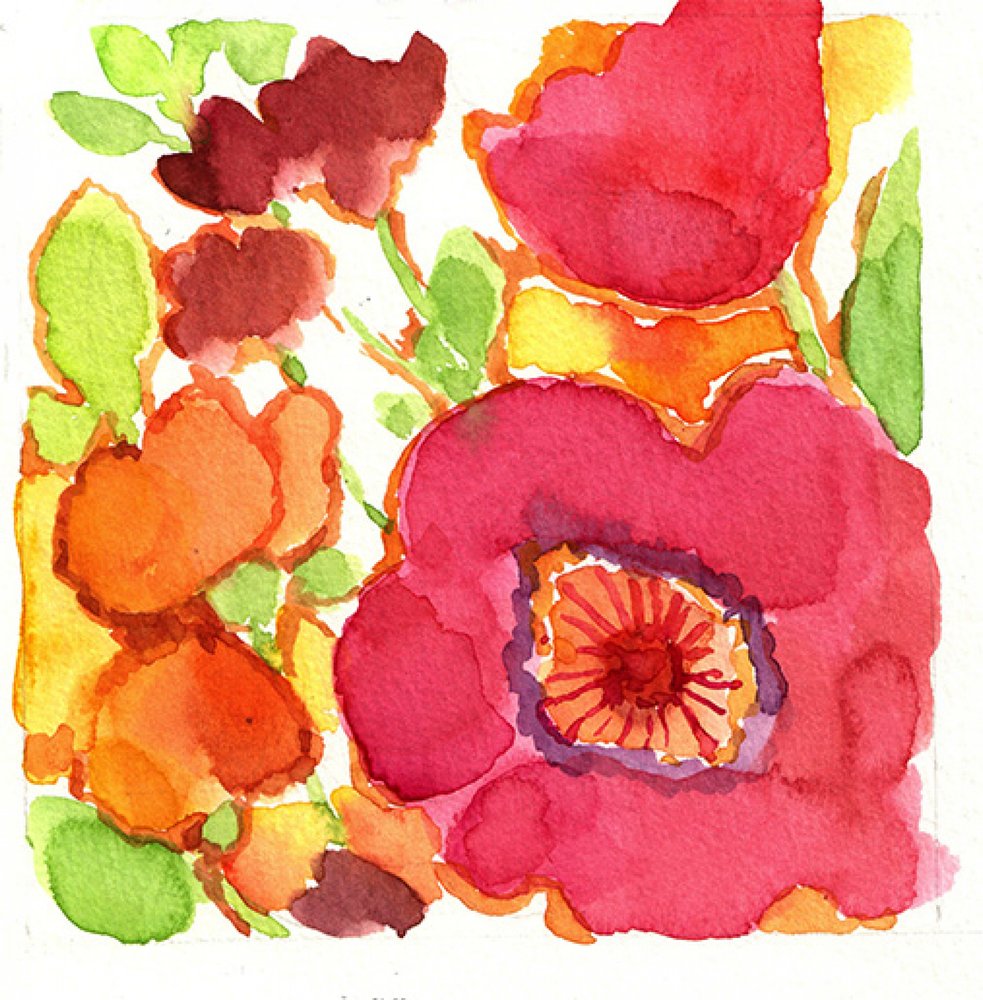Vibrant Floral Watercolor by Renate Holzner
