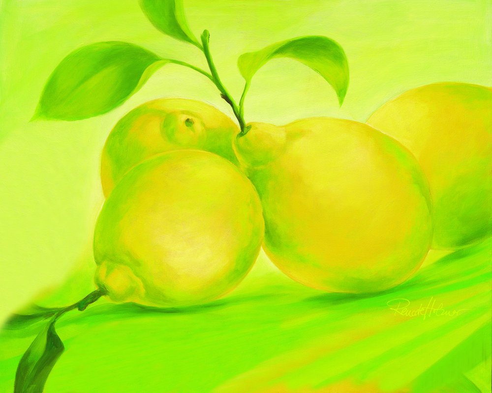 Vibrant Green Lemons by Renate Holzner