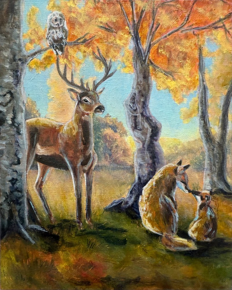 Autumn Forest Wildlife by Renee Machan Cottagecore Artist