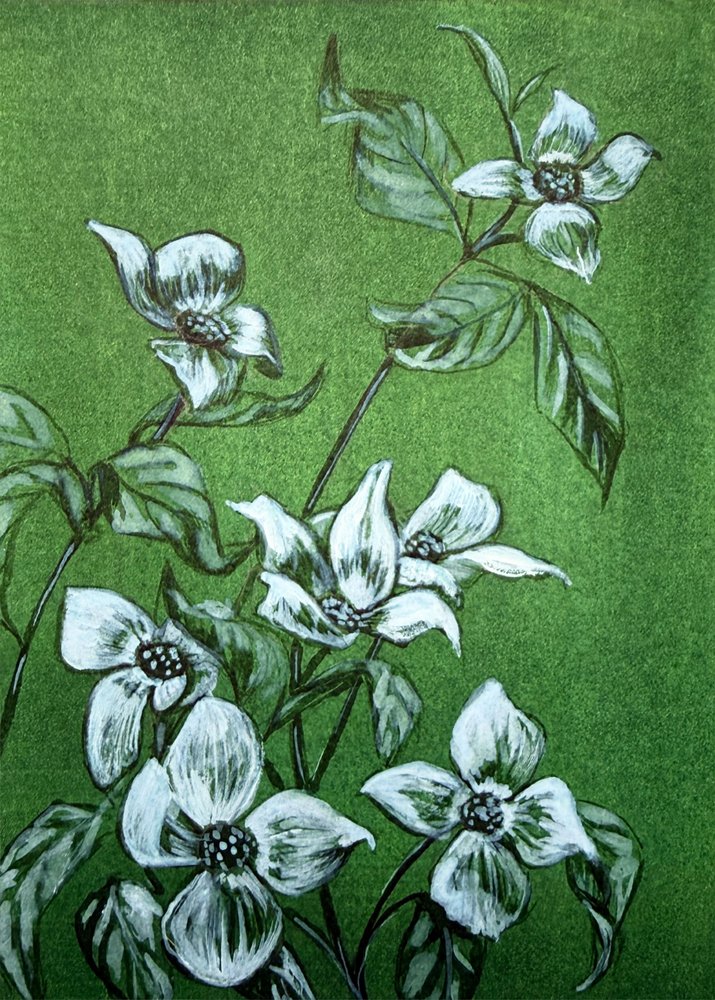 Green Botanical Blossoms by Renee Machan Cottagecore Artist