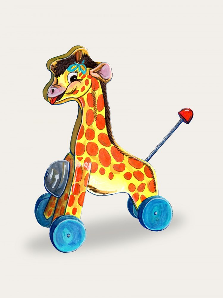 Happy Giraffe Pull Toy by Renee Machan Cottagecore Artist
