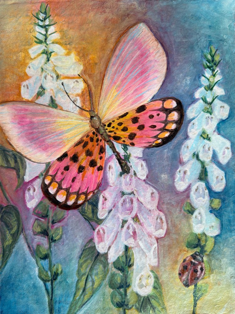 Pink Butterfly Garden by Renee Machan Cottagecore Artist