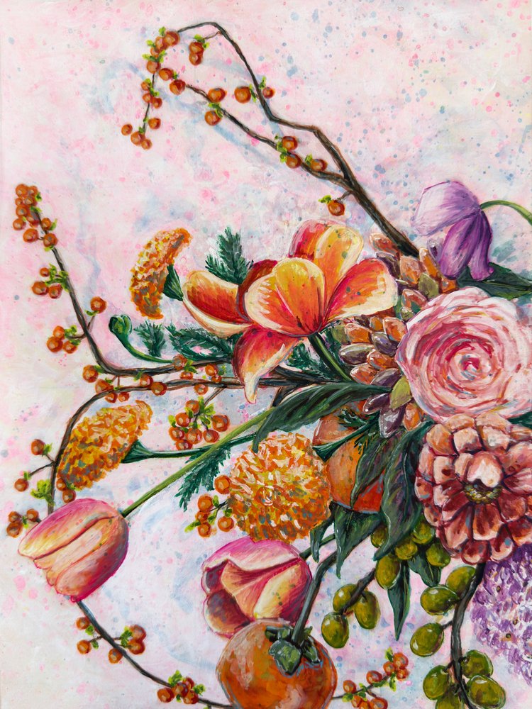 Vibrant Autumn Bouquet by Renee Machan Cottagecore Artist