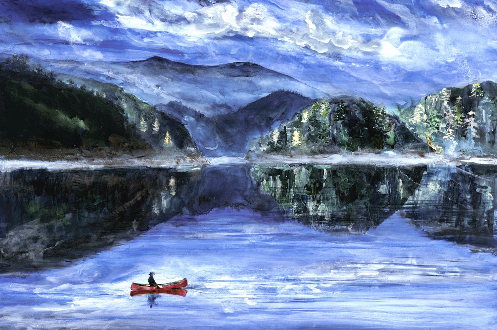 Serene Lake Canoe by RodMacIver