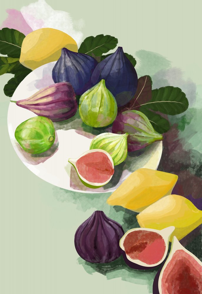 Colorful Figs And Lemons by Rosana Laiz Blursbyai