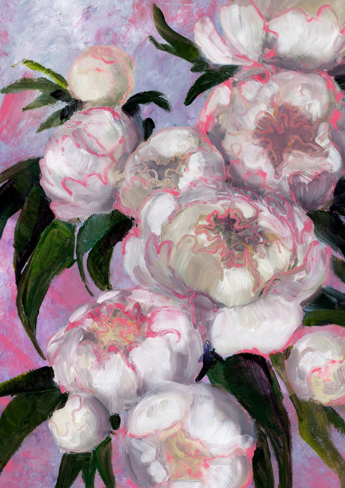 Soft Pink Peonies by Rosana Laiz Blursbyai