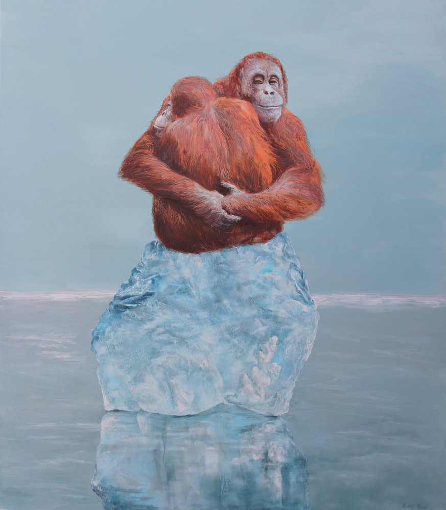 Orangutan Ice Embrace by Rudolf Kosow
