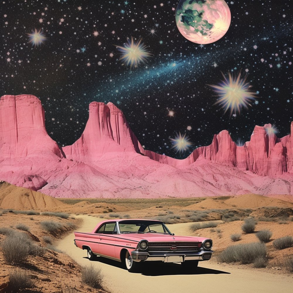 Pink Car Cosmic Desert by Samantha Hearn