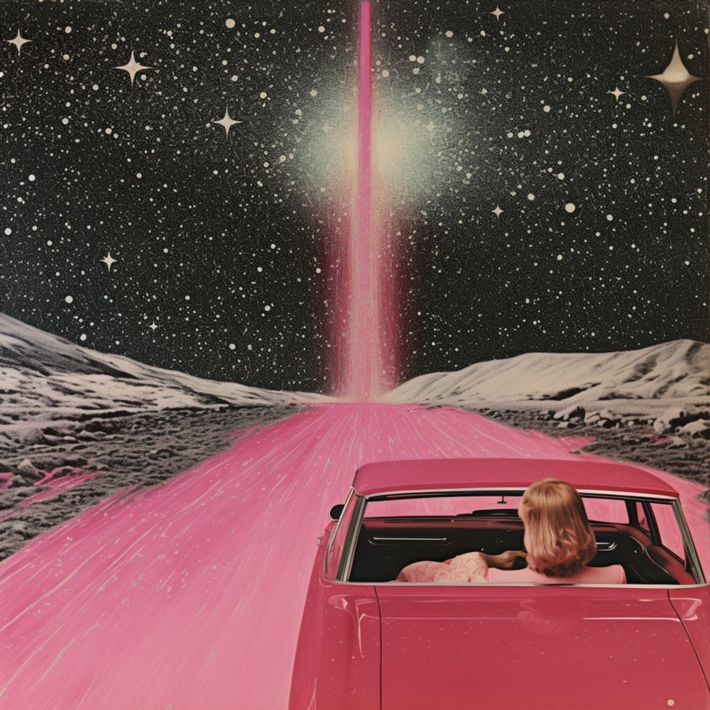 Pink Car Cosmic Journey by Samantha Hearn
