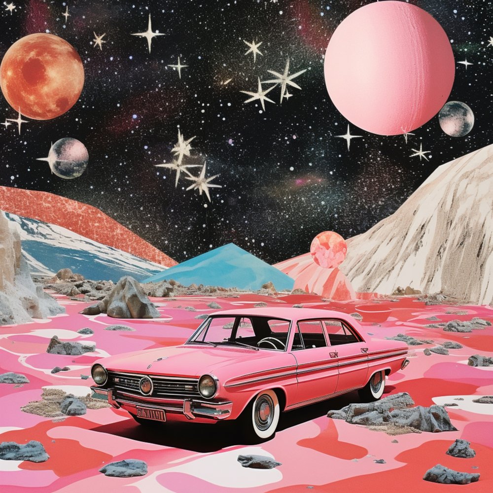 Pink Car Space Fantasy by Samantha Hearn