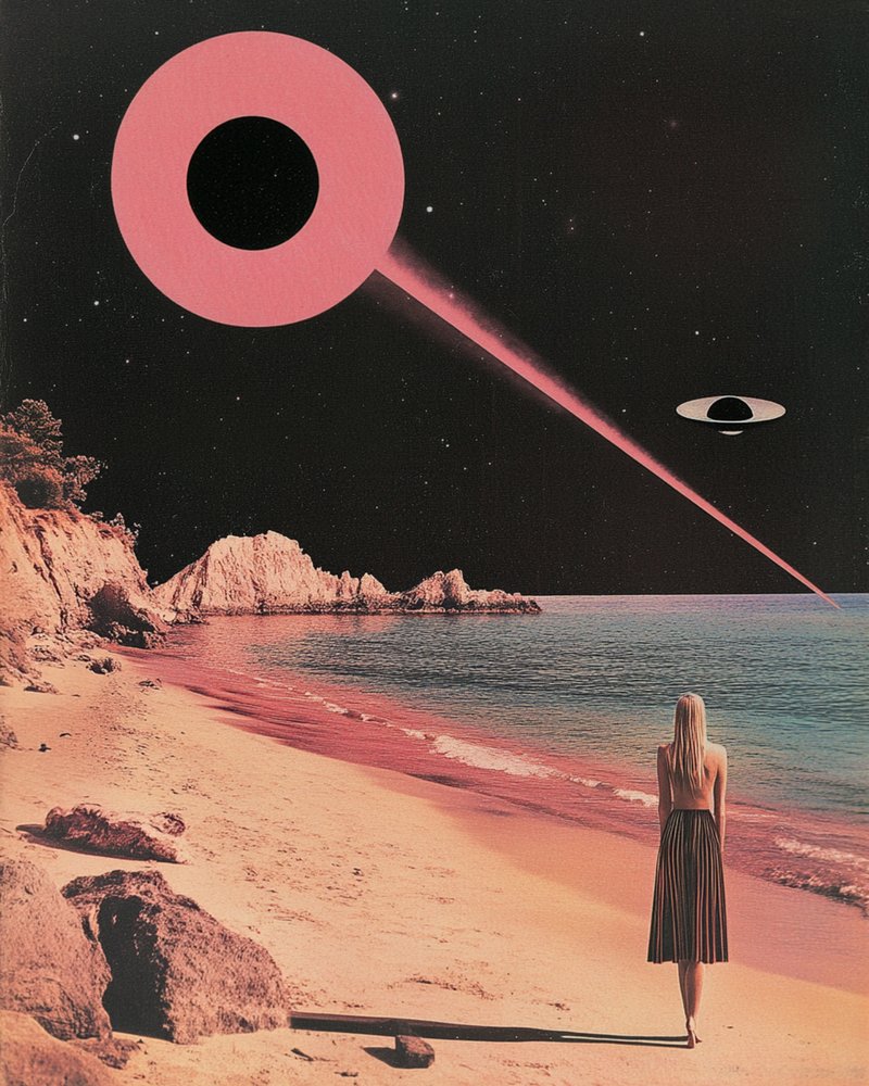 Pink UFO Beach Night by Samantha Hearn