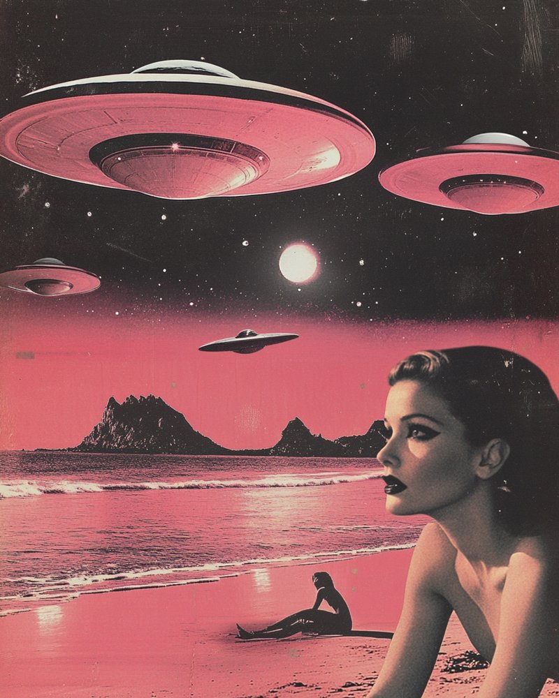 UFOs Over Pink Beach by Samantha Hearn