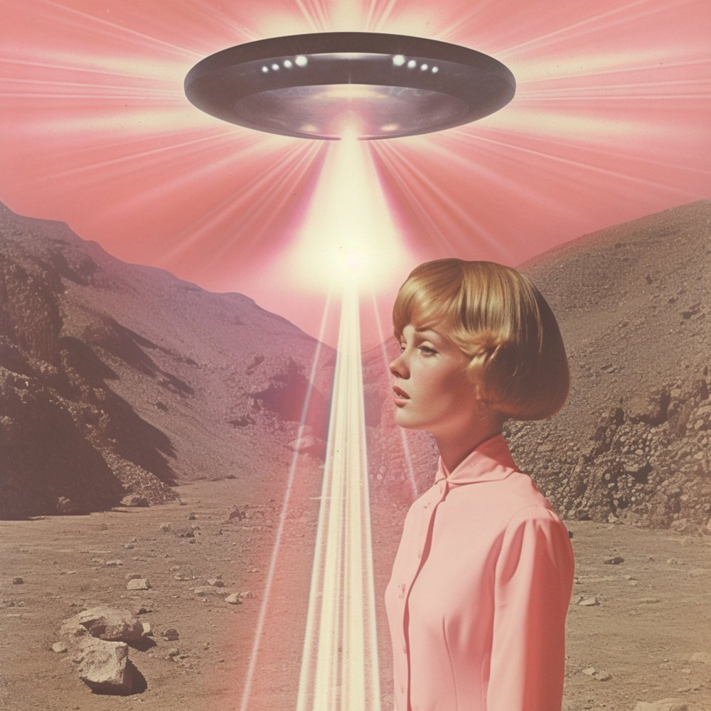 Woman Under UFO Beam by Samantha Hearn