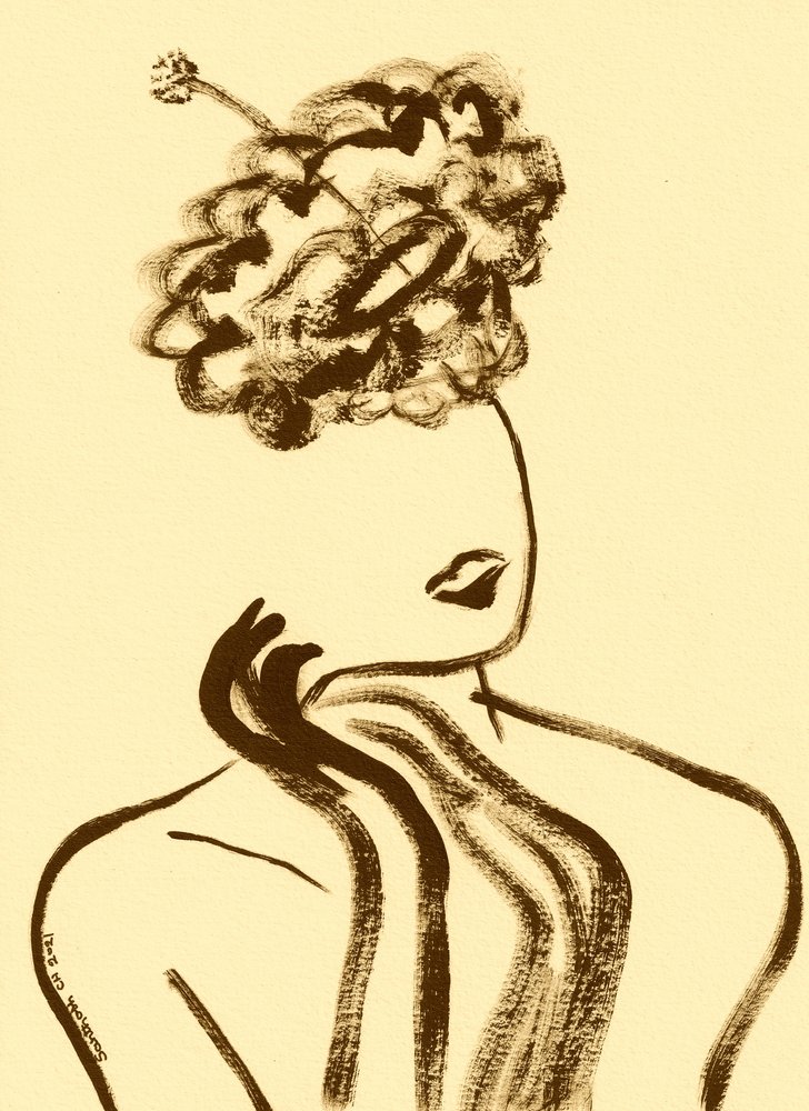 Elegant Curly Woman Profile by Santhosh ch