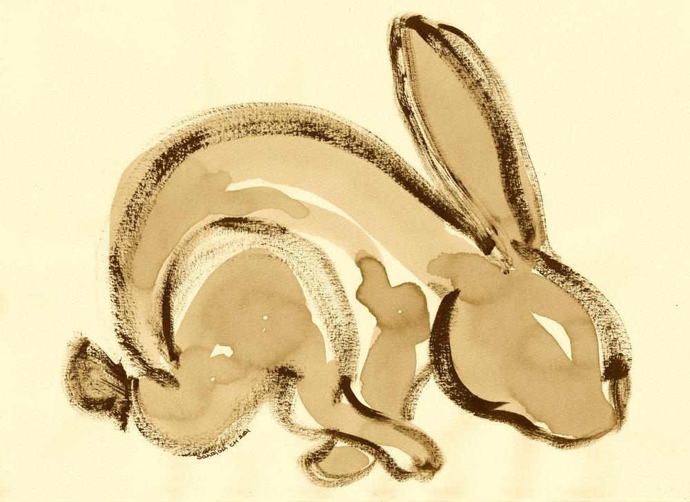 Expressive Sepia Rabbit by Santhosh ch