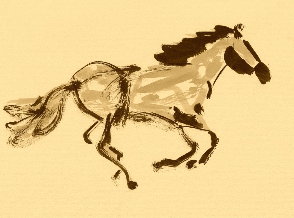 Galloping Sepia Horse by Santhosh ch