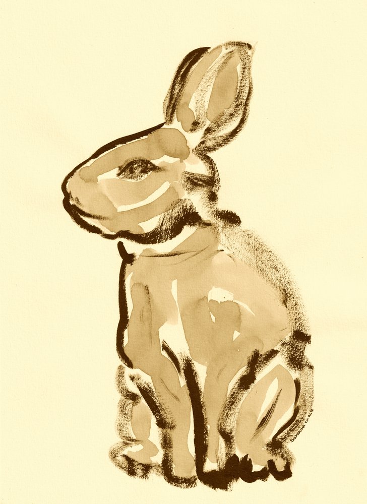 Gentle Sepia Rabbit by Santhosh ch