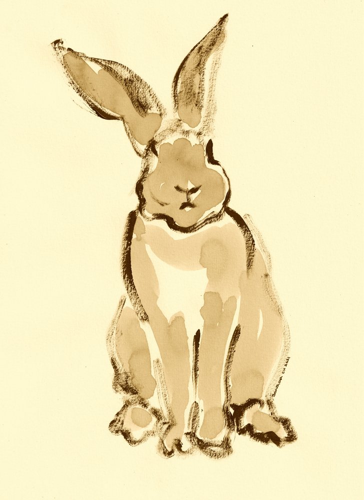 Gentle Sepia Rabbit by Santhosh ch