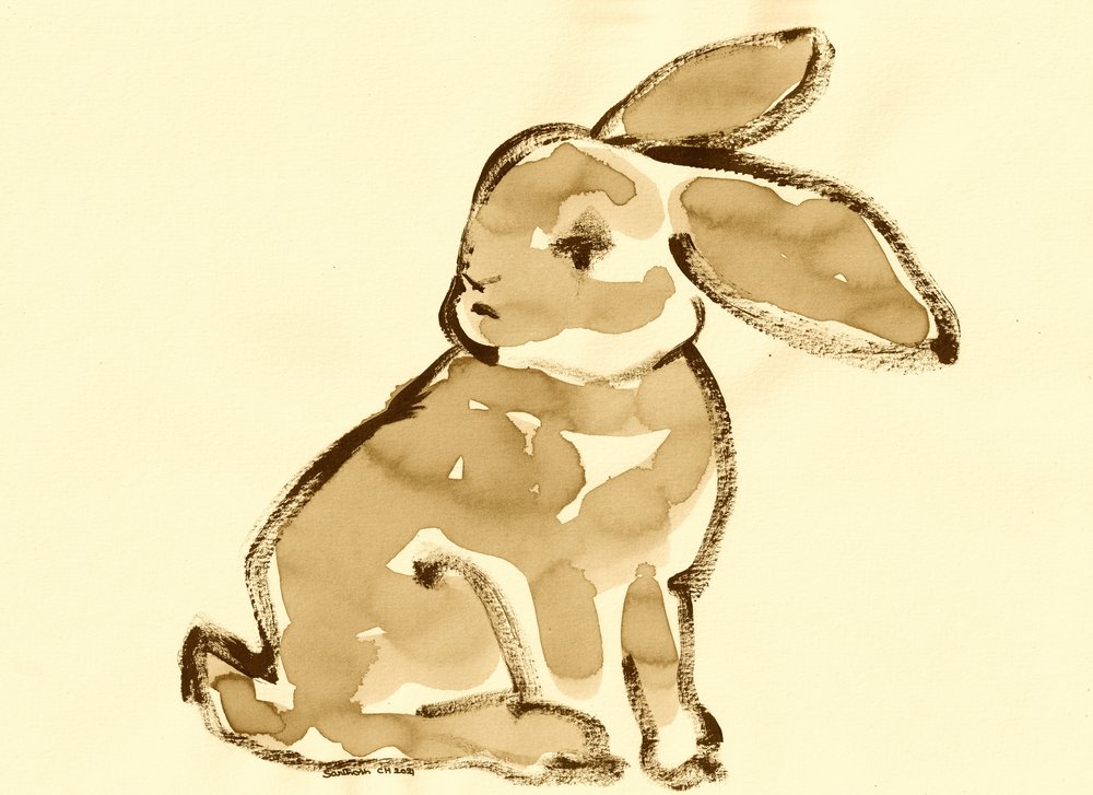 Gentle Sepia Rabbit by Santhosh ch