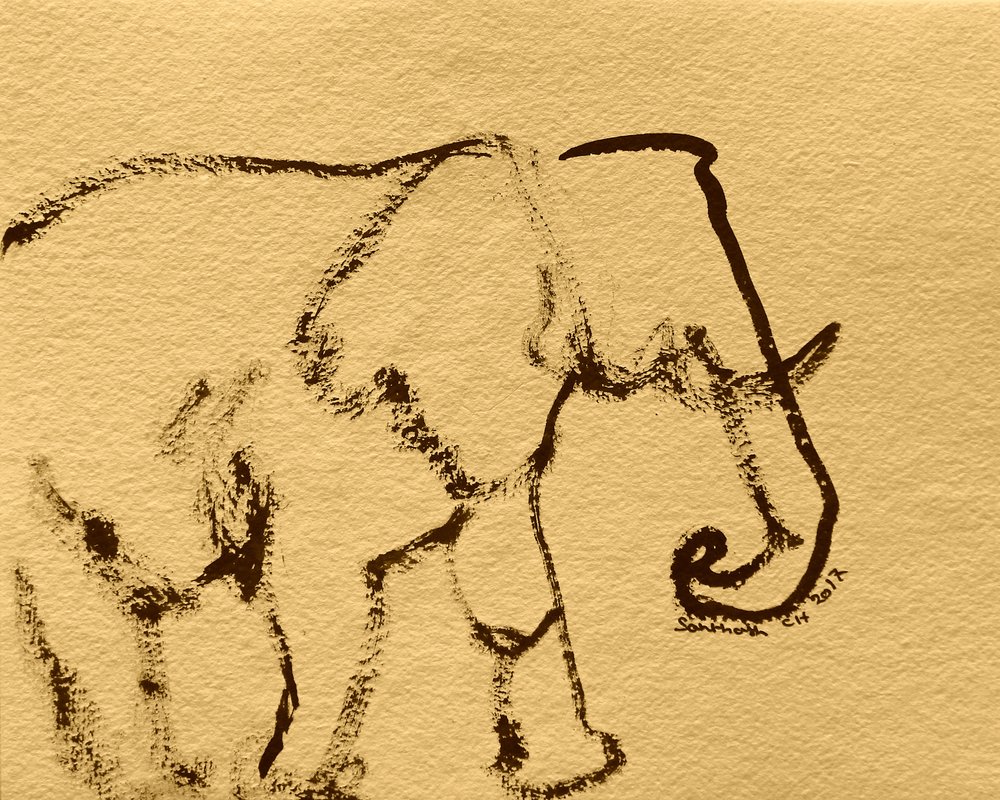 Minimalist Elephant Drawing by Santhosh ch