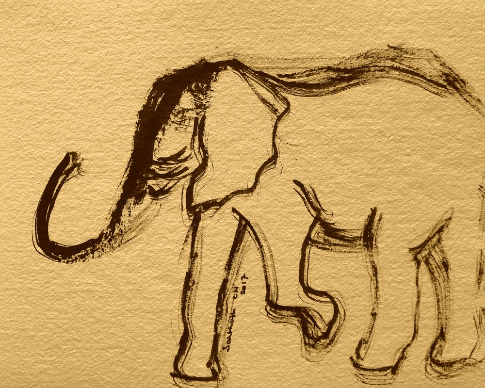 Minimalist Elephant Drawing by Santhosh ch