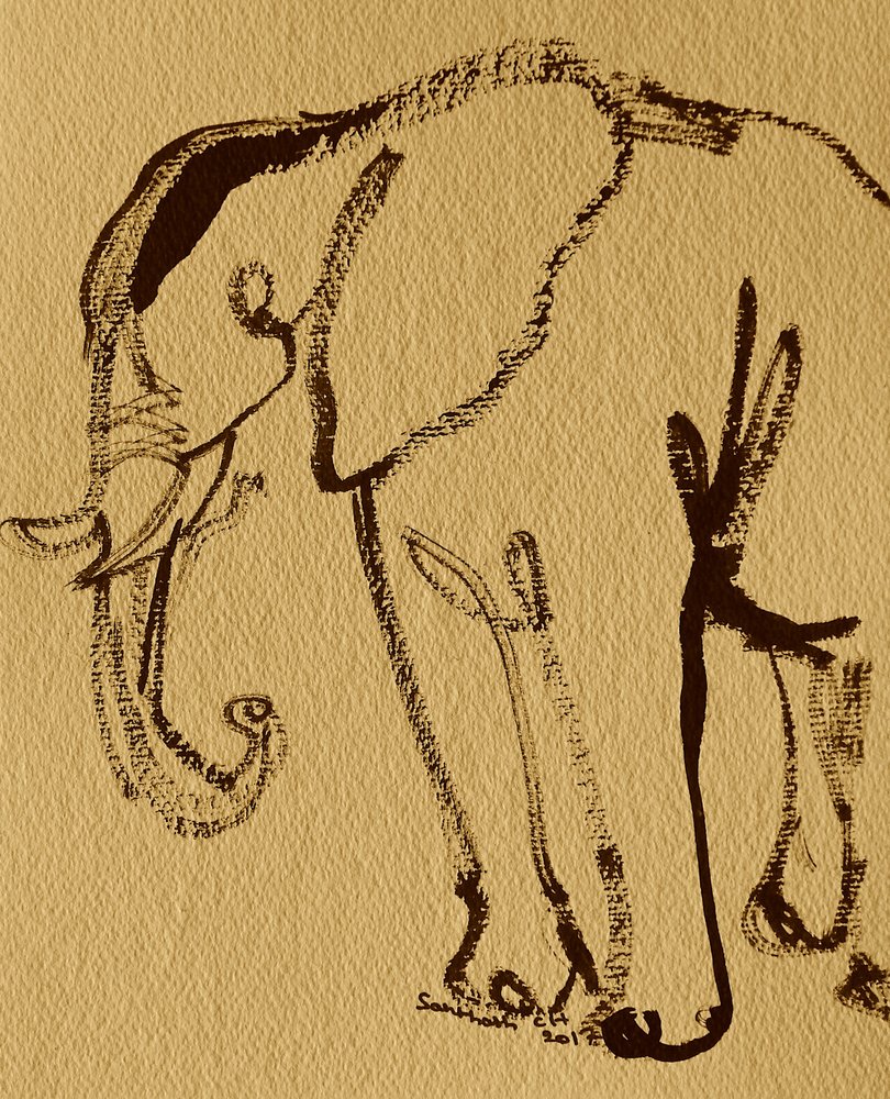 Minimalist Elephant Sketch by Santhosh ch