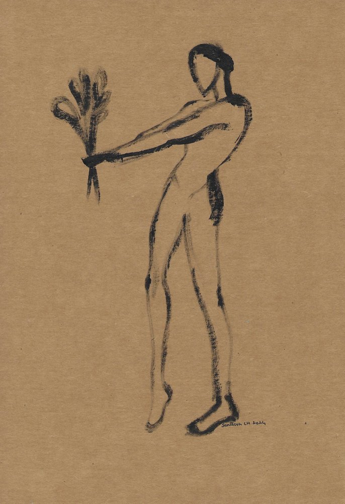 Nude Figure Holding Wheat by Santhosh ch