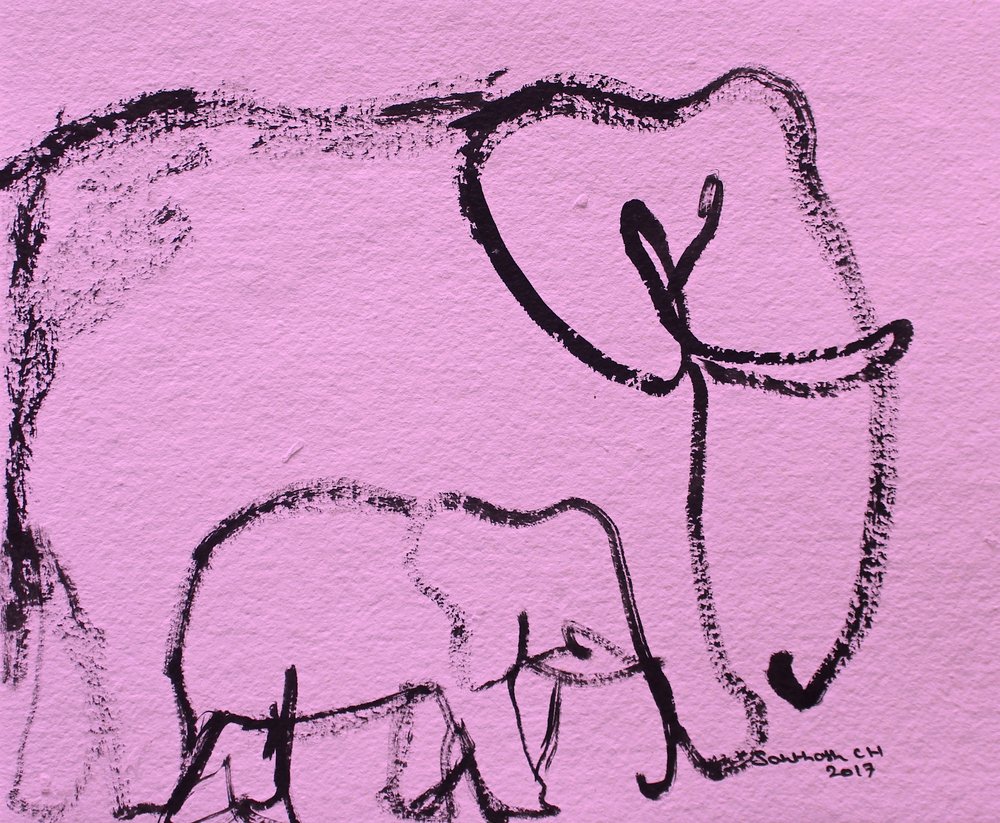 Pink Elephant Family by Santhosh ch