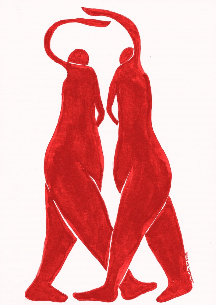 Red Dancers Embrace by Santhosh ch