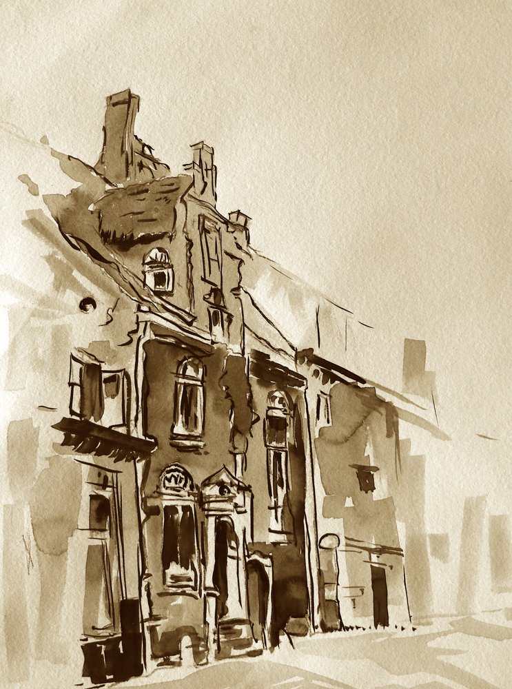 Vintage Sepia City Building by Santhosh ch
