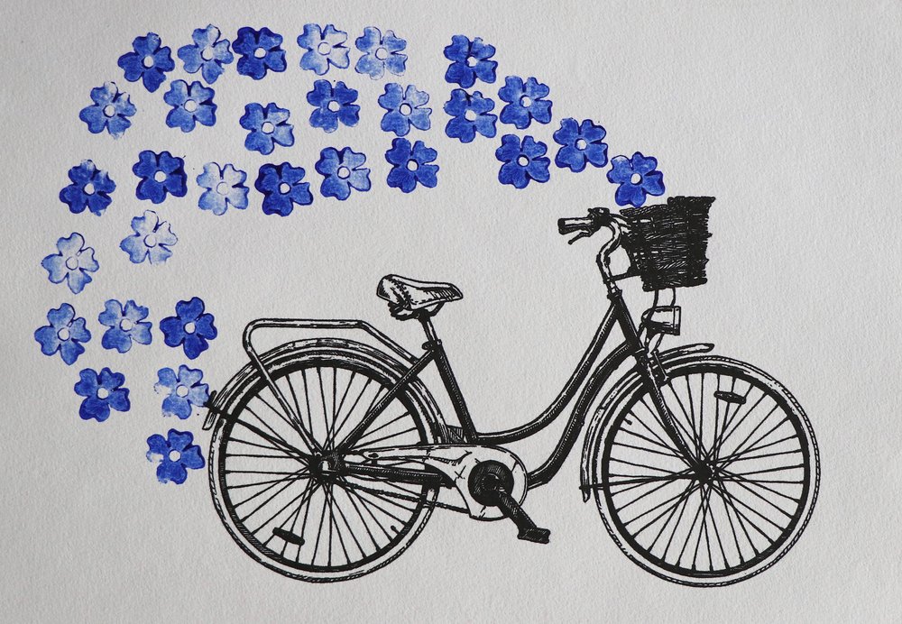 Whimsical Bicycle Blooms by Santhosh ch