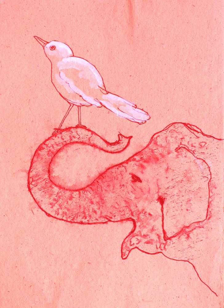 Whimsical Elephant and Bird by Santhosh ch