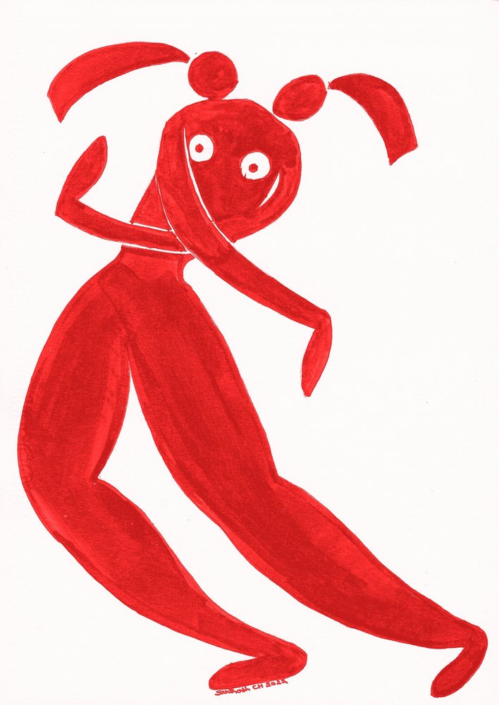 Whimsical Red Dancer by Santhosh ch