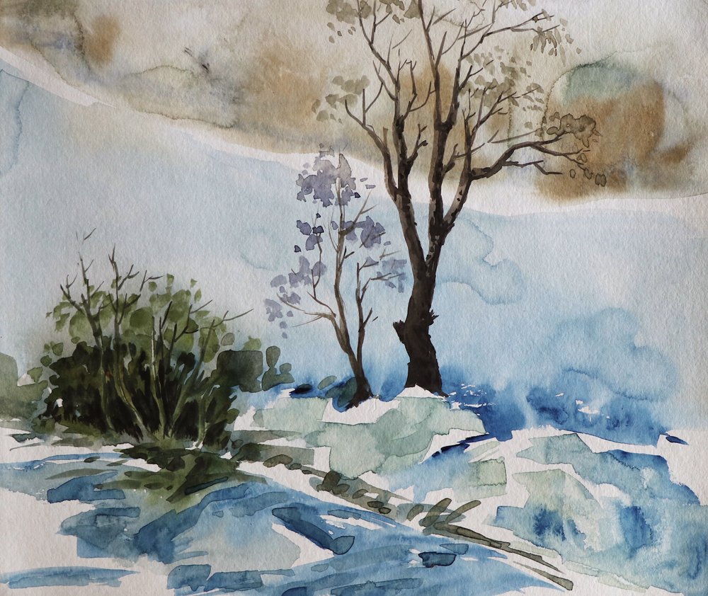 Winter River Serenity by Santhosh ch