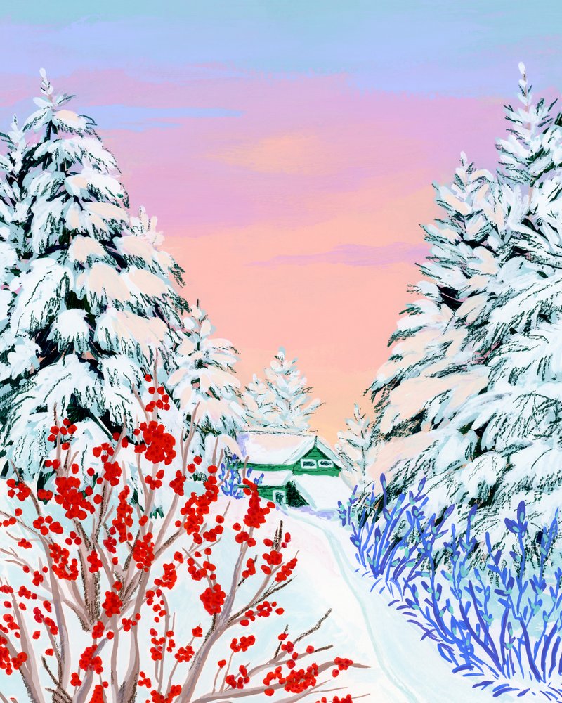 Snowy Winter Cabin by Sarah Gesek