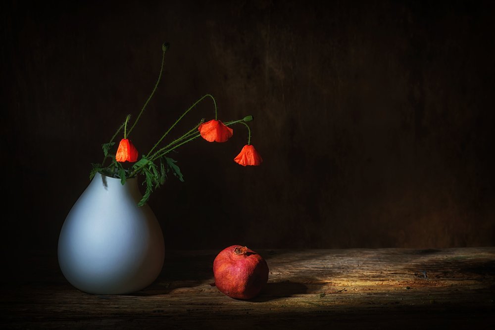 Moody Poppies and Pomegranate by Saskia Dingemans