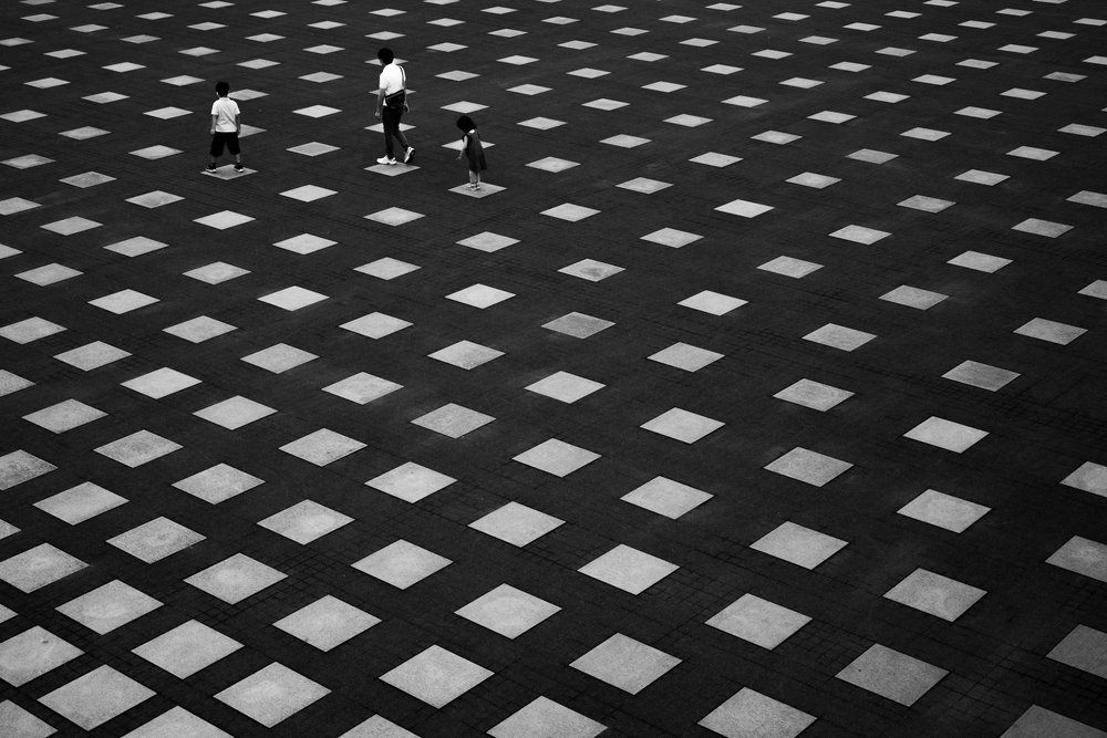 People on Geometric Ground by Satoshi Hata